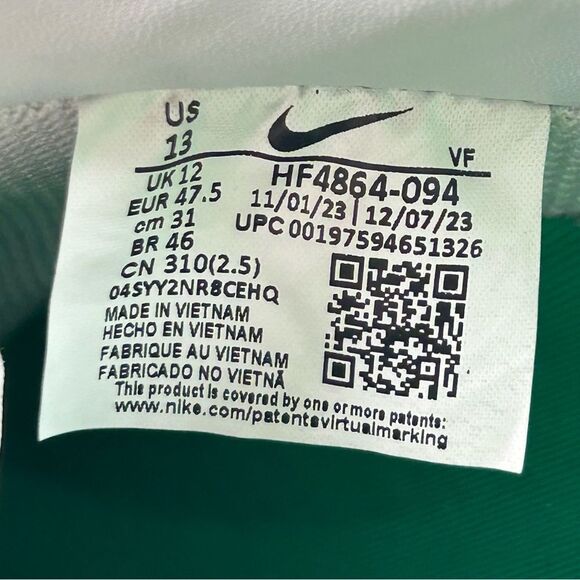 NEW Nike Air Force 1 07’ PRM Platinum Tint Green Sneakers hf4864-094 Men Size 13 - Picture 9 of 10